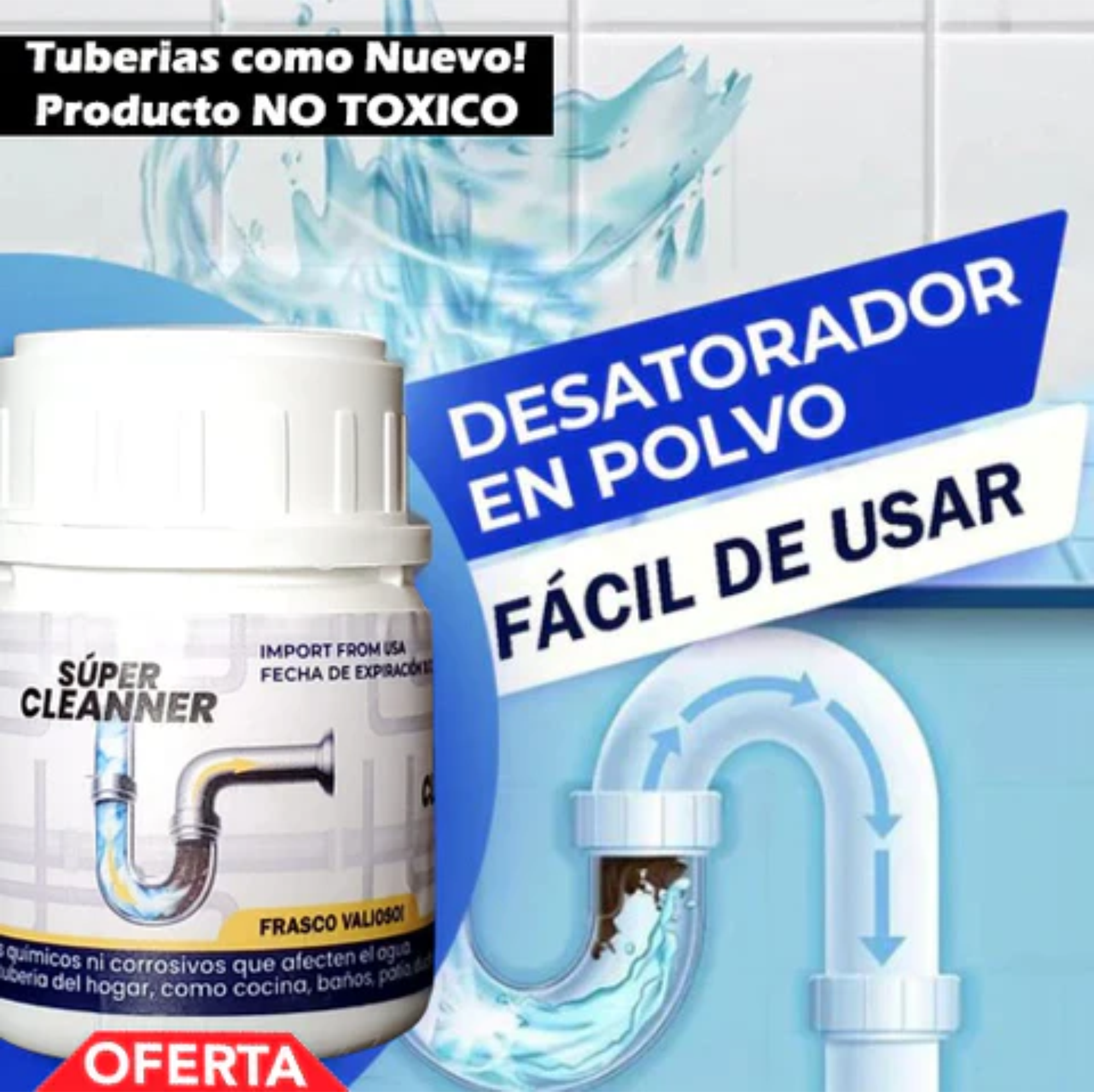 SÚPER CLEANER™️ - DESATORADOR DE TUBERÍAS EN POLVO